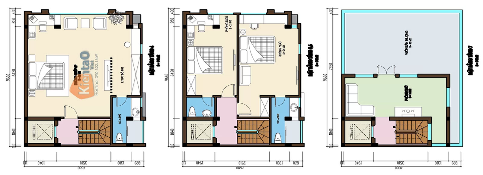 Hình 9: thiết kế nhà 7 tầng có thang máy làm homstay