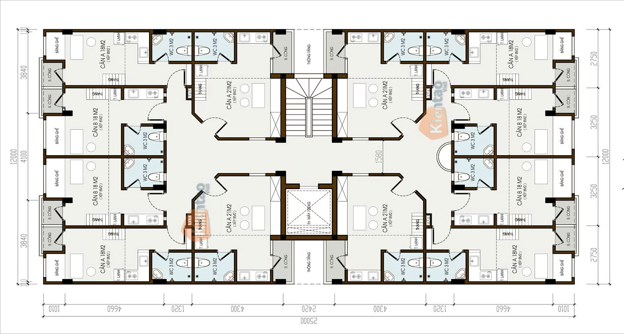 Thiết kế nhà chung cư 7 tầng