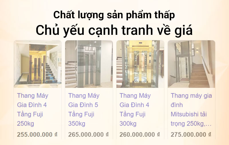 thang máy giá rẻ: chất lượng sản phẩm thấp